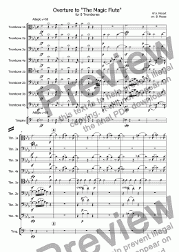 page one of Overture to The Magic Flute (Trombone Octet)