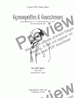 page one of Erik Satie for Classical Guitar Duet - Gnossiennes and Gymnopedies
