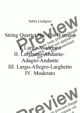 page one of String Quartet No. 1 in B minor, I. Largo-Moderato