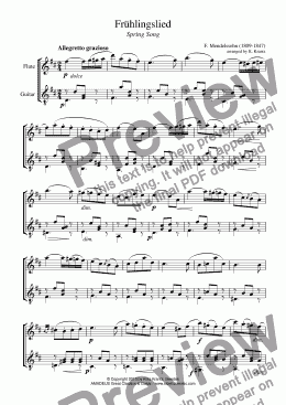 page one of Frühlingslied / Spring Song for flute and guitar