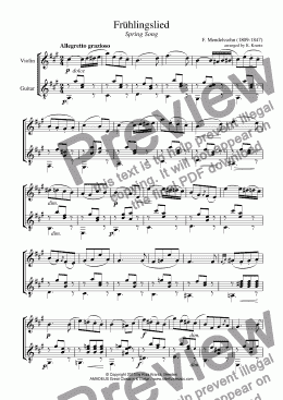 page one of Frühlingslied / Spring Song for violin and guitar
