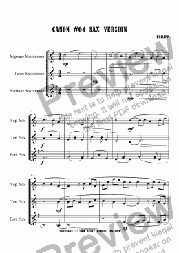 page one of Canon #64 Sax Version