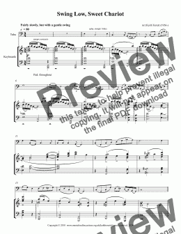 page one of Swing Low, Sweet Chariot for C Tuba & Keyboard