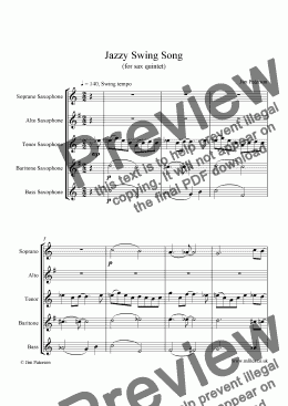 page one of Jazzy Swing Song (Sax Quintet)