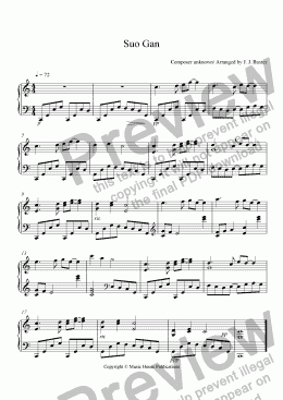 page one of Suo Gan (Easy Piano)