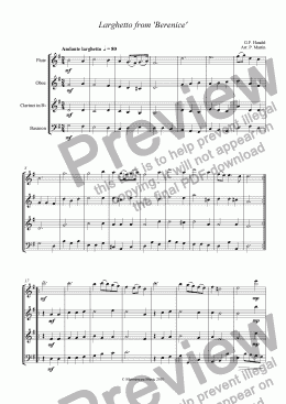 page one of Larghetto from ’Berenice’ - Wind Quartet