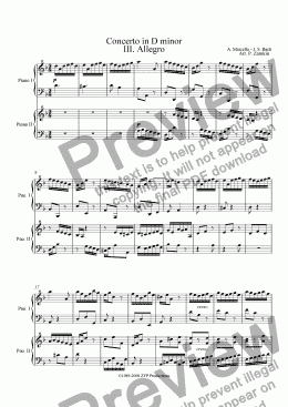 page one of Marcello-Bach Concerto in D minor III Allegro