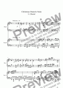 page one of Christmas Oratorio Suite for piano duet - 1. Choral