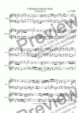 page one of Christmas Oratorio Suite for piano duet - 5. Aria in A