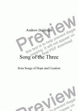 page one of Songs of Hope and Creation - Song of the Three