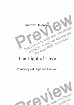 page one of Songs of Hope and Creation - The Light of Love