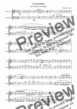 page one of Canzonetta for Horn and Trombone