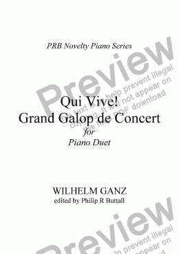 page one of PRB Novelty Piano Series: Qui Vive! - Grand Galop de Concert [Four Hands]