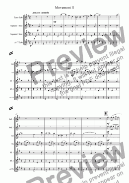 page one of Concertino for Piano, Clarinet, and Recorder Band - Movement II