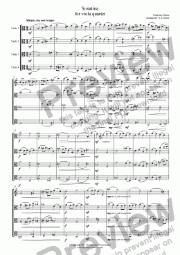 page one of Delius - SONATINA - for viola quartet