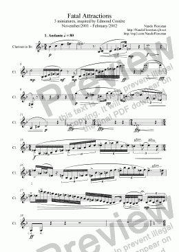 page one of Fatal Attractions (solo clarinet)