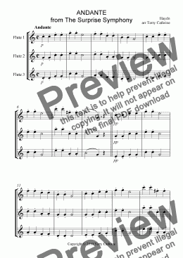 page one of Andante from The Surprise Symphony for Flute Trio