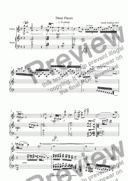page one of Three Pieces for Violin and Piano