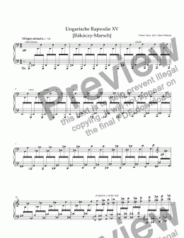 page one of Liszt Rakoczy March Transcription