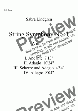 page one of String Symphony No. 1 in A minor, IV. Allegro