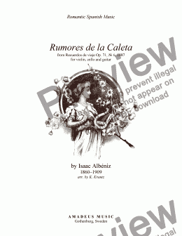 page one of Rumores de la Caleta Op. 71, No 6 for violin, violoncello (contrabass) and guitar