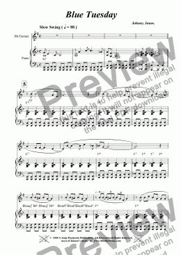 page one of Blue Tuesday  ( Clarinet and Piano )