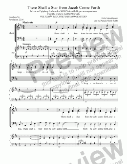 page one of There Shall a Star From Jacob Come (MENDELSSOHN) Advent or Epiphany anthem for SAB Choir with Organ accomp., arr. by Pamela Webb Tubbs