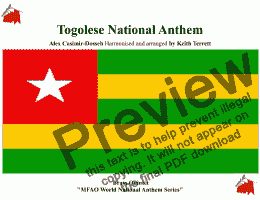 page one of Togolese National Anthem for Brass Quintet (MFAO World Naational Anthem Series)