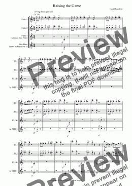 page one of Raising The Game (jazzy style!) For Flute Trio