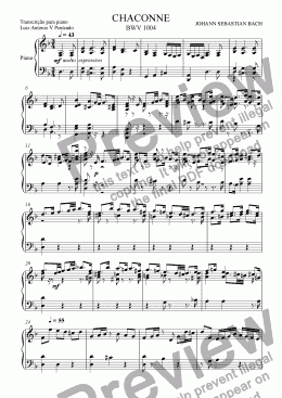 page one of Chaconne BWV 1004 Piano Transcription