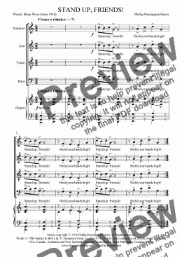 page one of Stand up, friends! (SATB choir & organ)