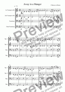 page one of Away in a Manger Brass Quartet