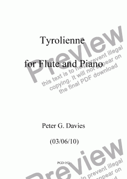 page one of Tyrolienne for Flute and Piano