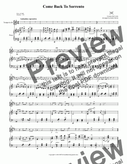 page one of Come Back To Sorrento for Bb Trumpet & Piano