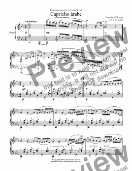 page one of Capricho árabe for piano solo