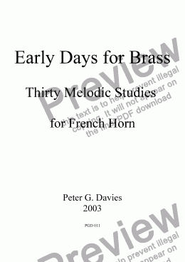page one of Early Days for Brass for French Horn