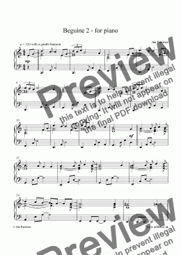 page one of Beguine 2 (piano)