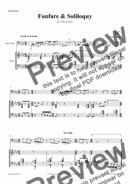 page one of Fanfare & Soliloquy for Tuba & Piano