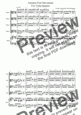 page one of Autumn "Four Seasons" For Viola Quartet