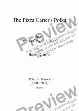 page one of The Pizza Carter’s Polka for Brass Quartet