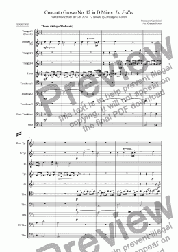 page one of Concerto Grosso No. 12  'La Follia' for brass ensemble