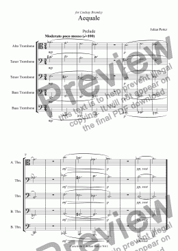 page one of Aequale for five trombones