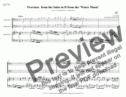 page one of Overture from Suite in D (Water Music) for two Euphoniums & Keyboard