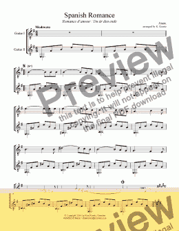 page one of Spanish Romance / Romance anónimo for easy guitar duet