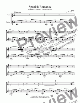 page one of Spanish Romance / Romance anónimo for flute and easy guitar