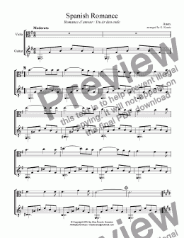page one of Spanish Romance / Romance anónimo for viola and easy guitar