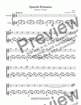 page one of Spanish Romance / Romance anónimo for recorder and guitar