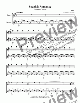 page one of Spanish Romance / Romance anónimo for guitar duet