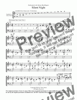 page one of  Silent Night (for Handbells / Hand Bell Choir / Choir Chimes  / Hand Chimes / Handchime Choir : Easy)