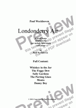 page one of Londonderry Air - 6 arrangements for recorder and piano